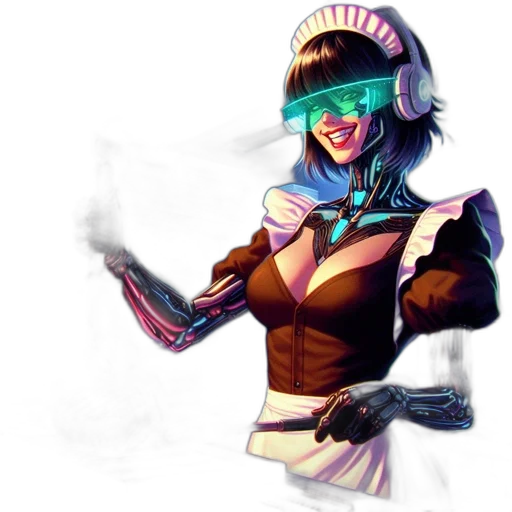 staff, hat, robot, mask, concept art, fantasy art, cyberpunk, anime transparent PNG cut-out