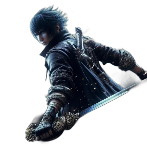 sword, weapon, jacket, concept art, 3d render, fantasy art, pixel art, armored transparent PNG cut-out