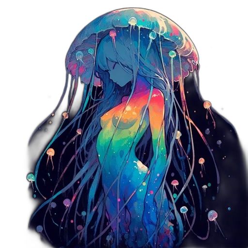 hair, dress, mask, creature, pixel art, concept art, watercolor, fantasy art transparent PNG cut-out