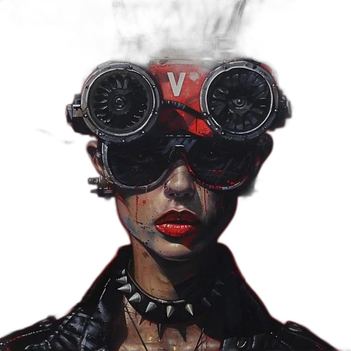 mask, face, robot, cyberpunk, concept art, comic book art, fantasy art, red transparent PNG cut-out