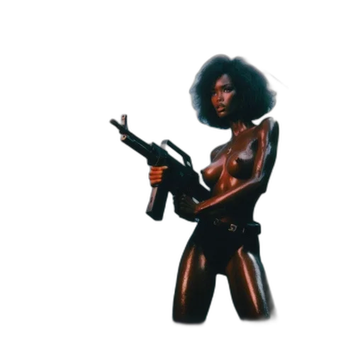 weapon, hair, staff, concept art, pixel art, comic book art, 3d render, black transparent PNG cut-out