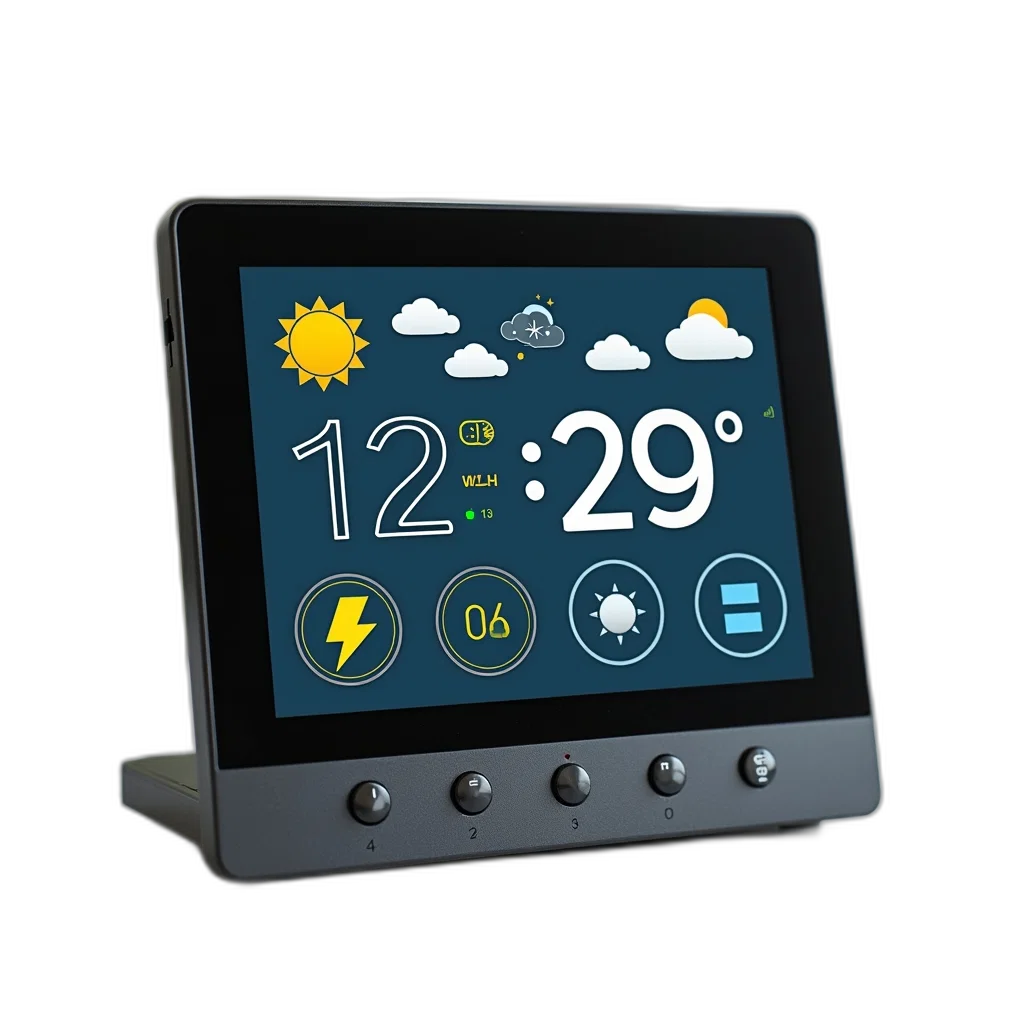 3d render, modern, digital, weather, station, black, frame, large transparent PNG cut-out