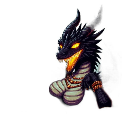 dragon, creature, staff, mask, fantasy art, pixel art, concept art, 3d render transparent PNG cut-out