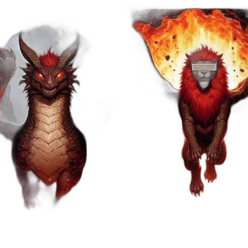 dragon, creature, concept art, fantasy art, pixel art, 3d render, fire, red transparent PNG cut-out