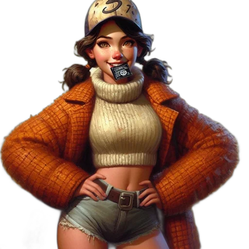 jacket, hat, face, animal, concept art, 3d render, fantasy art, pixel art transparent PNG cut-out