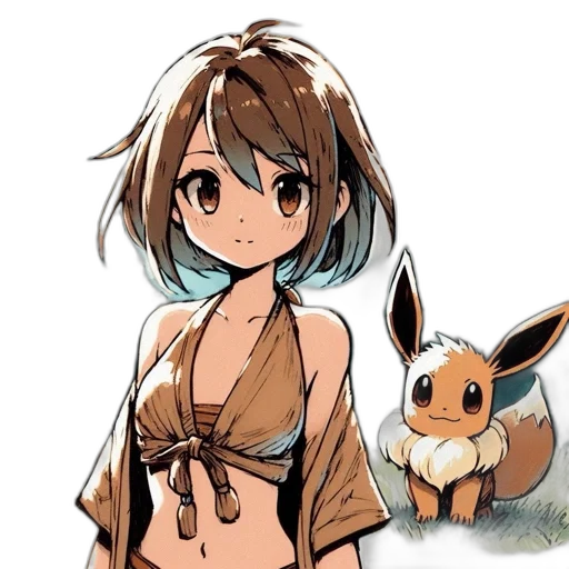 animal, dress, creature, staff, anime, concept art, fantasy art, pixel art transparent PNG cut-out