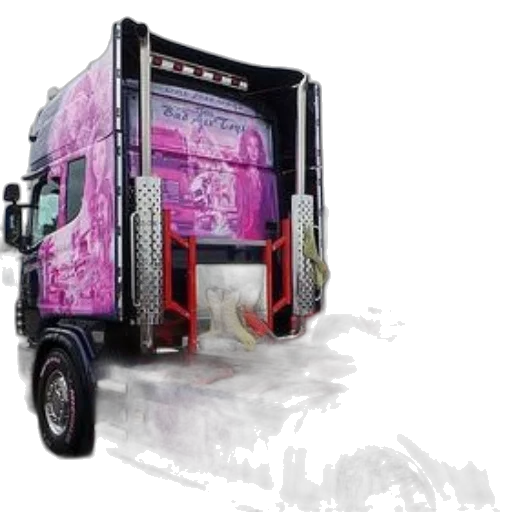 photorealistic, concept art, 3d render, vibrant, pink, purple, truck, custom transparent PNG cut-out