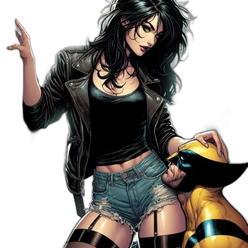 comic book art, concept art, cyberpunk, cartoon, neon lights, female, character, casual transparent PNG cut-out