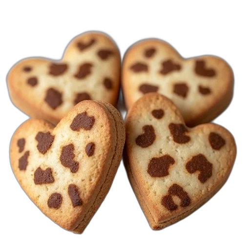 food, collection, four, heart-shaped, cookies, leopard, print, design transparent PNG cut-out