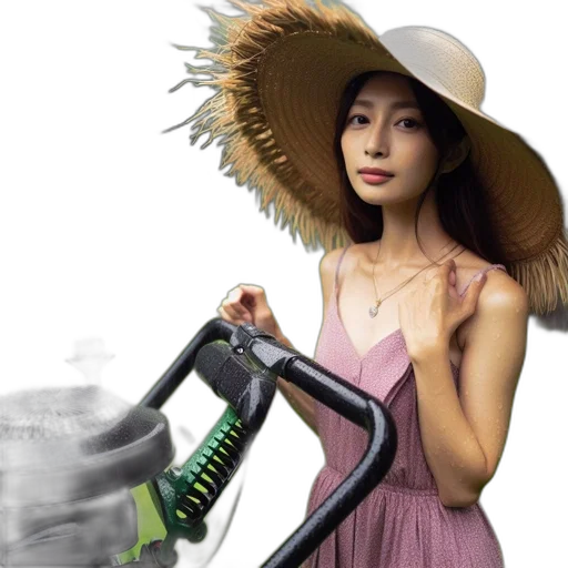 staff, hair, hat, weapon, photorealistic, oil painting, concept art, green transparent PNG cut-out