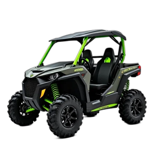 car, 3d render, black, green, all-terrain, vehicle, atv, white transparent PNG cut-out