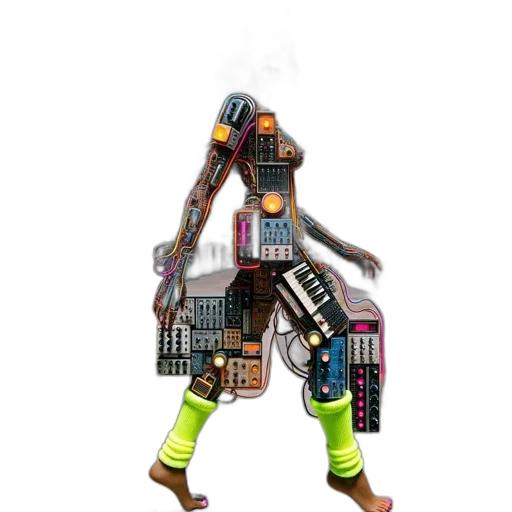 robot, dress, jacket, mask, cyberpunk, pixel art, concept art, 3d render transparent PNG cut-out