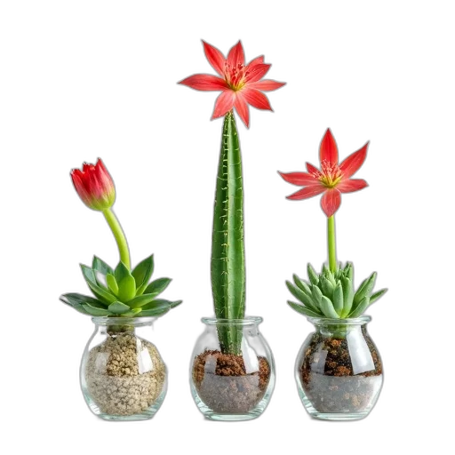 crown, flower, 3d render, photorealistic, three, glass, vases, arranged transparent PNG cut-out