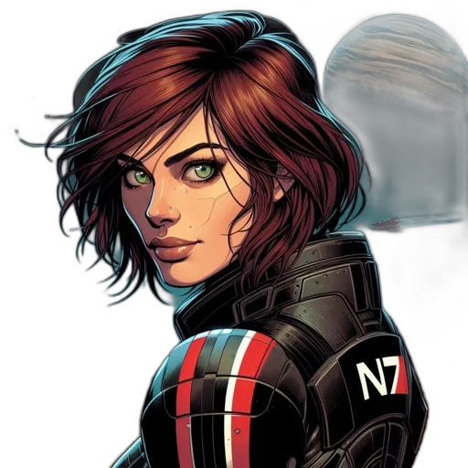 jacket, comic book art, concept art, cyberpunk, cartoon, female, character, brown transparent PNG cut-out