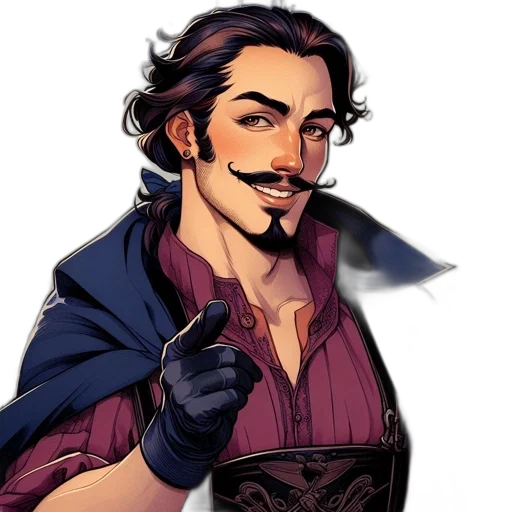 face, staff, fantasy art, comic book art, concept art, cartoon, intensely, expressive transparent PNG cut-out