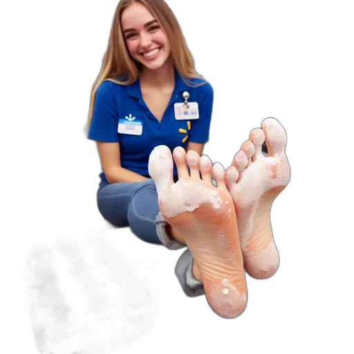shoes, staff, creature, photorealistic, store, employee, sophia, sits transparent PNG cut-out