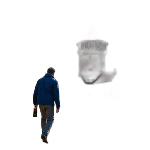 bottle, umbrella, robot, jacket, concept art, photorealistic, 3d render, pixel art transparent PNG cut-out