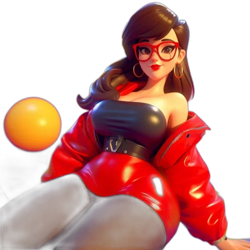 3d render, concept art, comic book art, fantasy art, red, animated, female, character transparent PNG cut-out