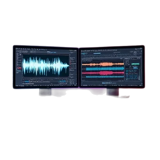 two, screens, sound, processing, software, different, colors transparent PNG cut-out