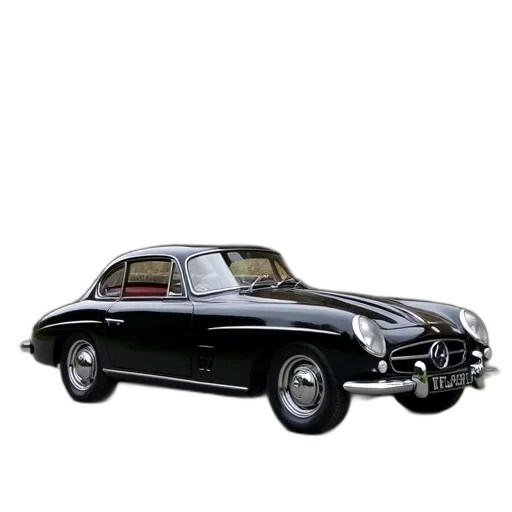 car, photorealistic, 3d render, concept art, sleek, black, vintage, shiny transparent PNG cut-out