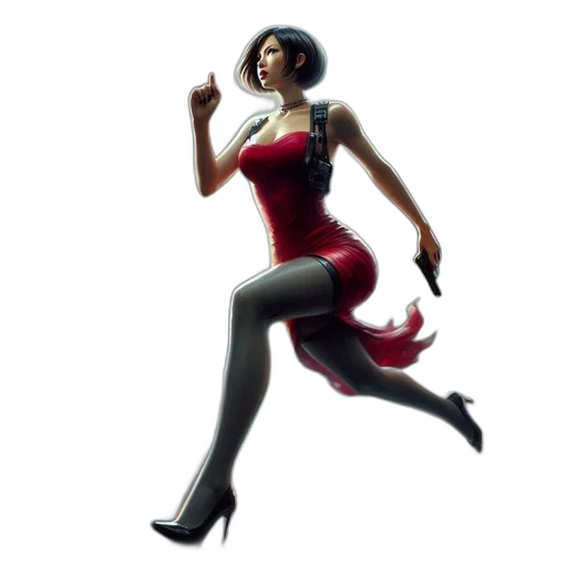 dress, concept art, 3d render, fantasy art, pixel art, red, woman, holding transparent PNG cut-out