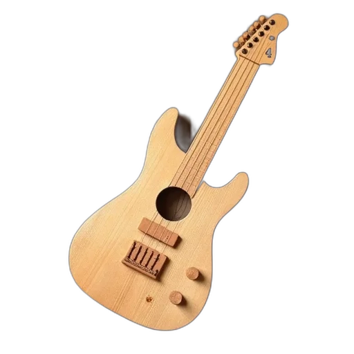 weapon, 3d render, wooden, cutting, board, guitar, shape, drawn transparent PNG cut-out