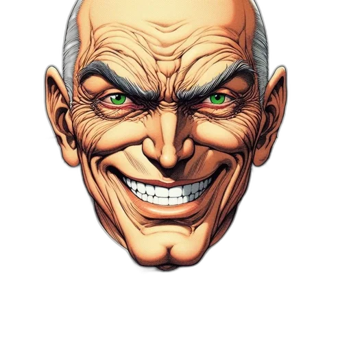 face, mask, comic book art, concept art, cartoon, 3d render, elderly, man transparent PNG cut-out
