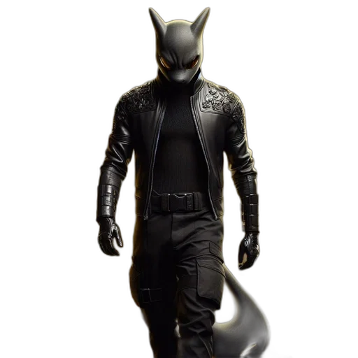 mask, jacket, animal, concept art, 3d render, comic book art, fantasy art, figure transparent PNG cut-out