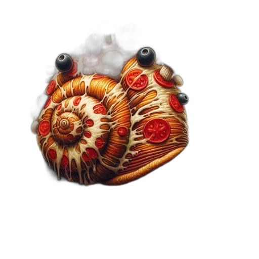 jewelry, crown, 3d render, whimsical, snail, pizza-like, shell, sits transparent PNG cut-out