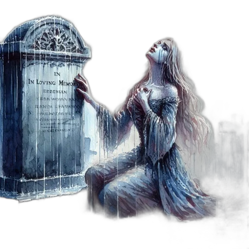 dress, fantasy art, concept art, comic book art, watercolor, fog, snow, night transparent PNG cut-out
