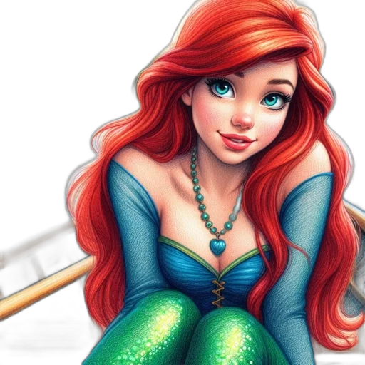 jewelry, fantasy art, cartoon, comic book art, photorealistic, underwater, young, woman transparent PNG cut-out