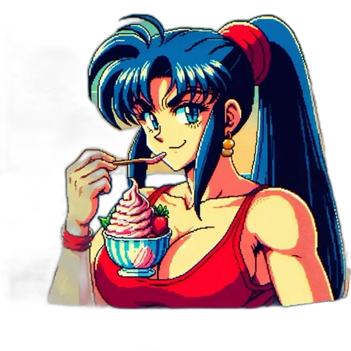 food, vaporwave, pixel art, cyberpunk, anime, neon lights, blue, neon transparent PNG cut-out