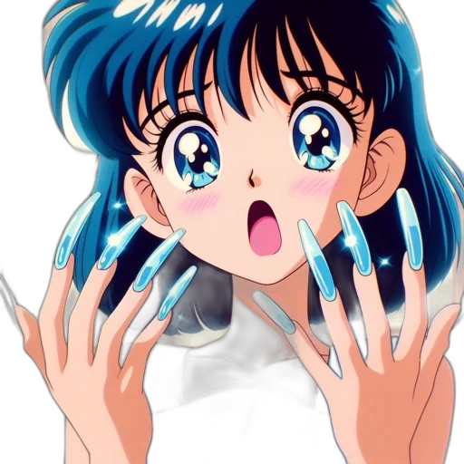 face, jewelry, dress, creature, vaporwave, anime, cartoon, photorealistic transparent PNG cut-out