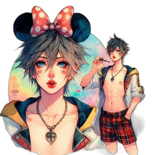 anime, watercolor, fantasy art, pixel art, neon lights, colorful, neon, pastel transparent PNG cut-out