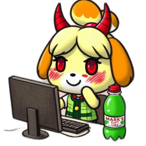 staff, robot, animal, pixel art, concept art, vaporwave, anthropomorphic, cat-like transparent PNG cut-out