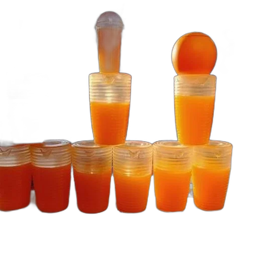 food, market, stall, stacks, orange, juice, plastic, cups transparent PNG cut-out