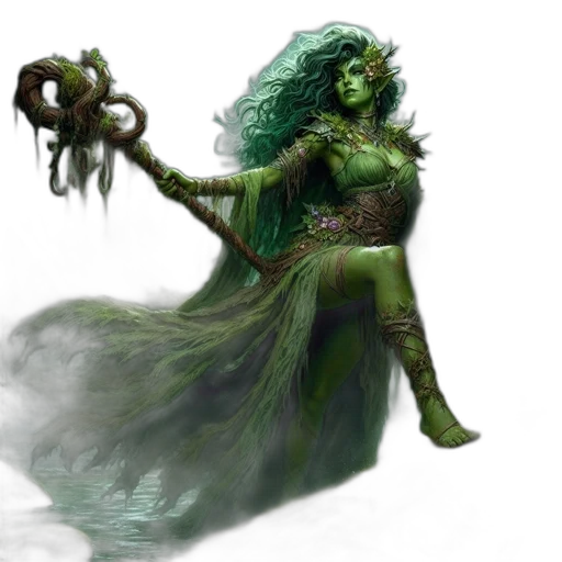 staff, fantasy art, concept art, comic book art, pixel art, underwater, green, verdant-colored transparent PNG cut-out