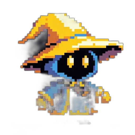 hat, robot, staff, mask, pixel art, concept art, 3d render, vaporwave transparent PNG cut-out