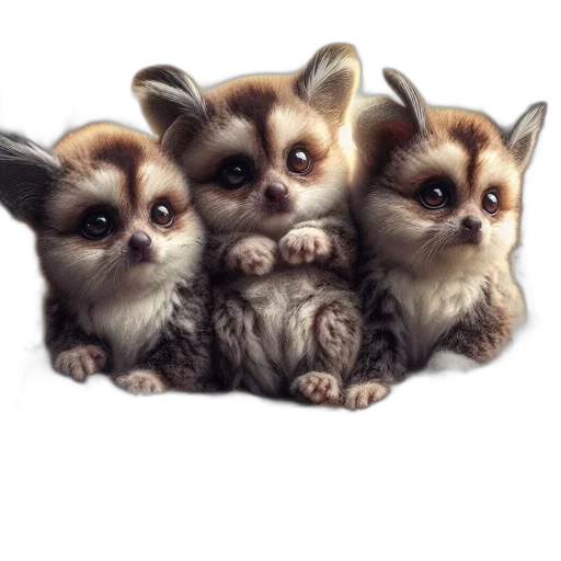 animal, photorealistic, 3d render, concept art, fantasy art, three, cute, pups transparent PNG cut-out