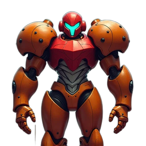 robot, weapon, concept art, 3d render, pixel art, comic book art, red, metroid transparent PNG cut-out