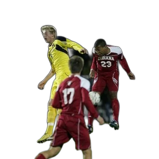 animal, soccer, player, yellow, uniform, jumping, kick, ball transparent PNG cut-out