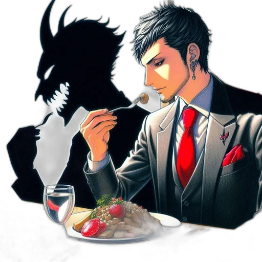 food, concept art, pixel art, anime, comic book art, red, dark, monochrome transparent PNG cut-out