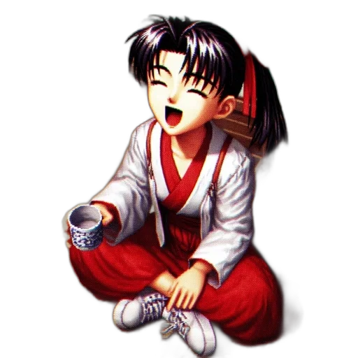 staff, pixel art, anime, concept art, vaporwave, red, young, girl transparent PNG cut-out