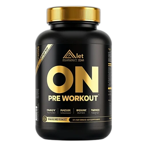 gold, standard, pre-workout, supplement, black, label, featuring, brand transparent PNG cut-out