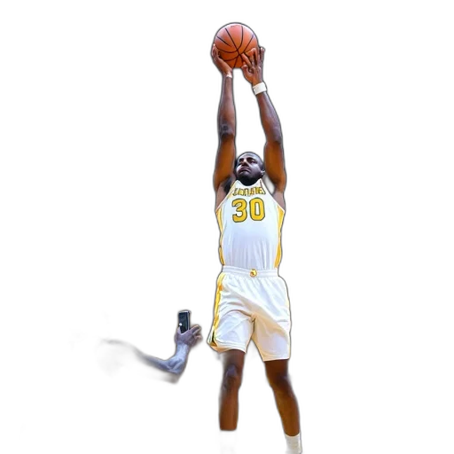 3d render, concept art, pixel art, basketball, player, white, jersey, number transparent PNG cut-out
