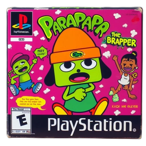 parappa, rapper, game, box, displays, vibrant, cartoonish, artwork transparent PNG cut-out