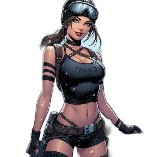 comic book art, concept art, cyberpunk, fantasy art, dark, female, character, stands transparent PNG cut-out