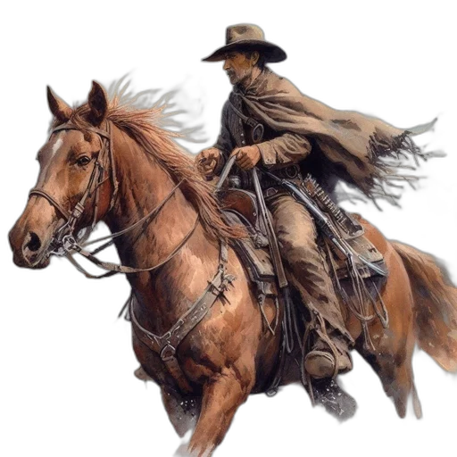 jacket, hat, animal, photorealistic, concept art, fantasy art, oil painting, cowboy transparent PNG cut-out