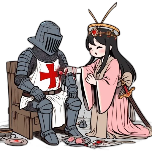 robot, sword, weapon, crown, anime, concept art, fantasy art, pixel art transparent PNG cut-out