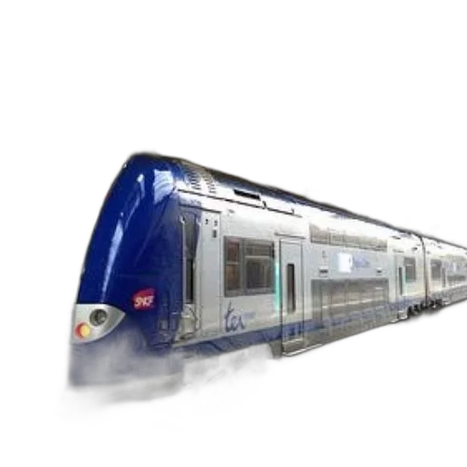 3d render, photorealistic, modern, blue, silver, train, word, ter transparent PNG cut-out